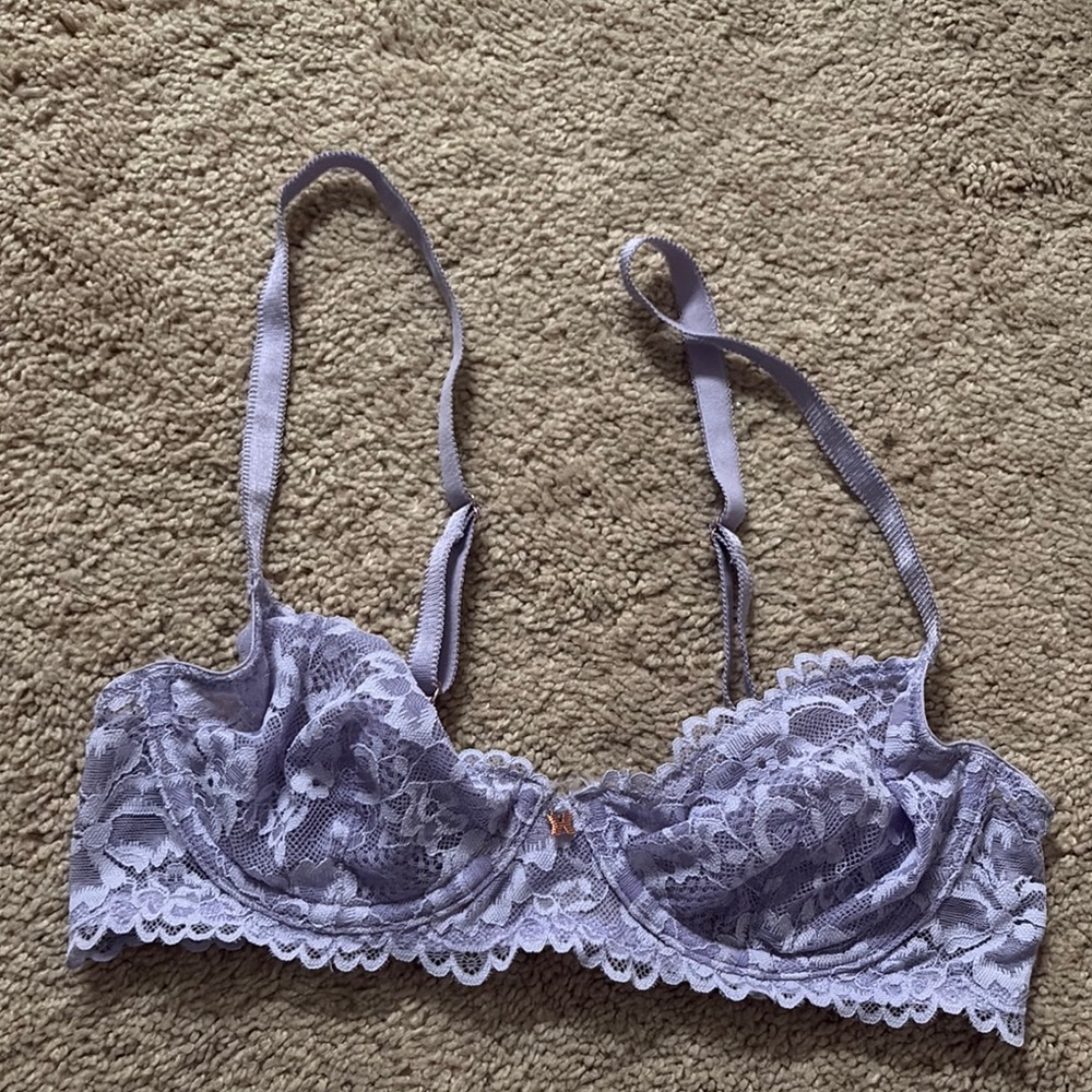 Savage X Fenty Purple Lace Bralette with Scalloped Trim